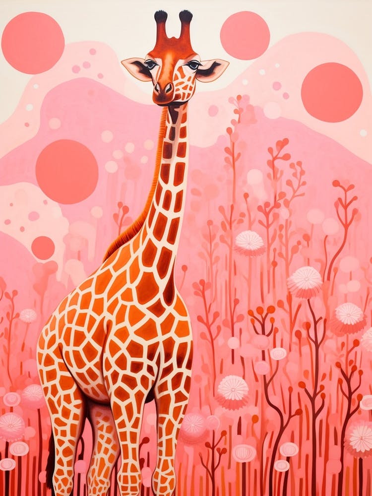 Giraffe In The Trees Cute Pink Patterns 2