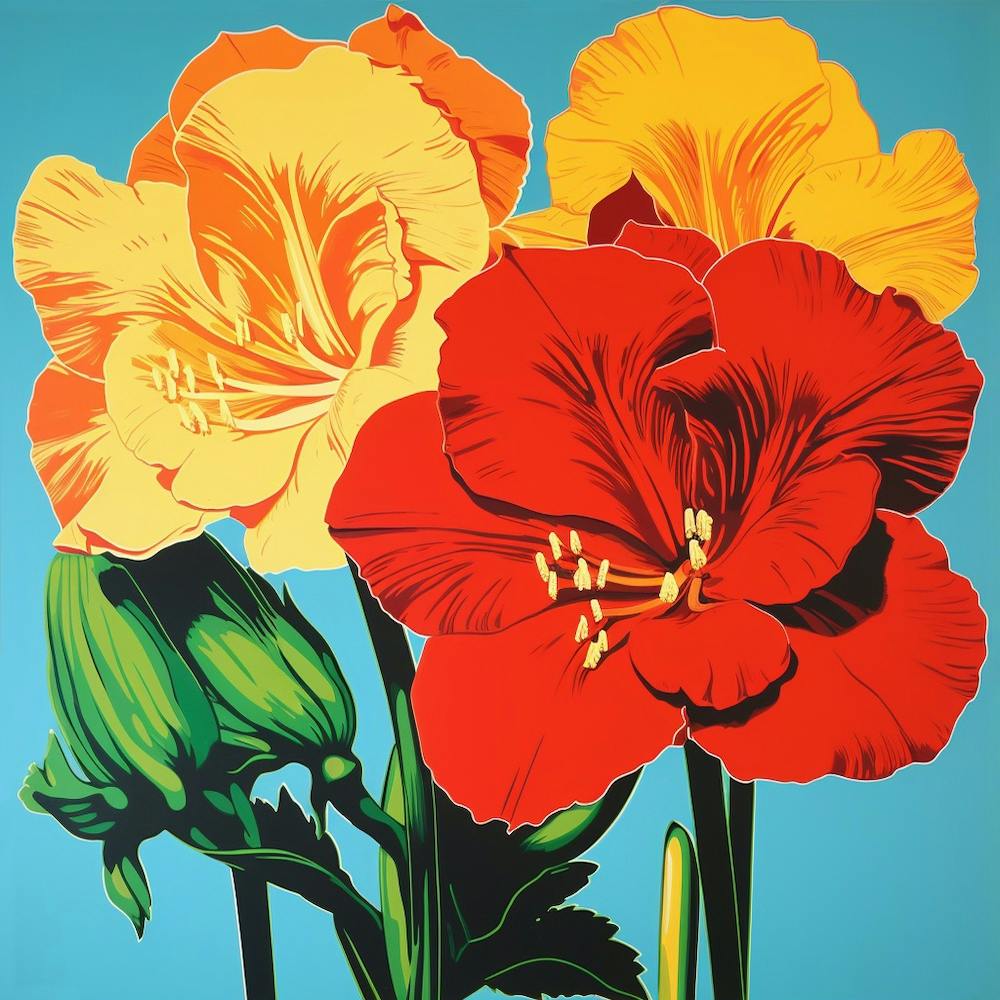 Amaryllis 3 Pop Art Illustration Square
