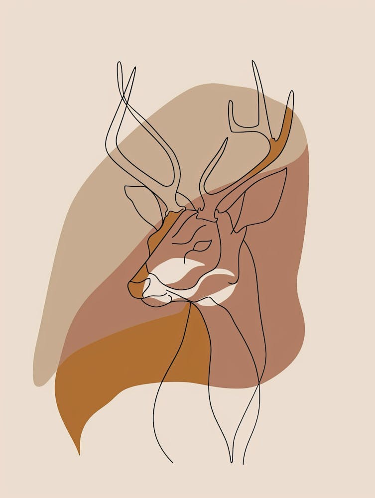 Deer Head - Boho, Line Art 1