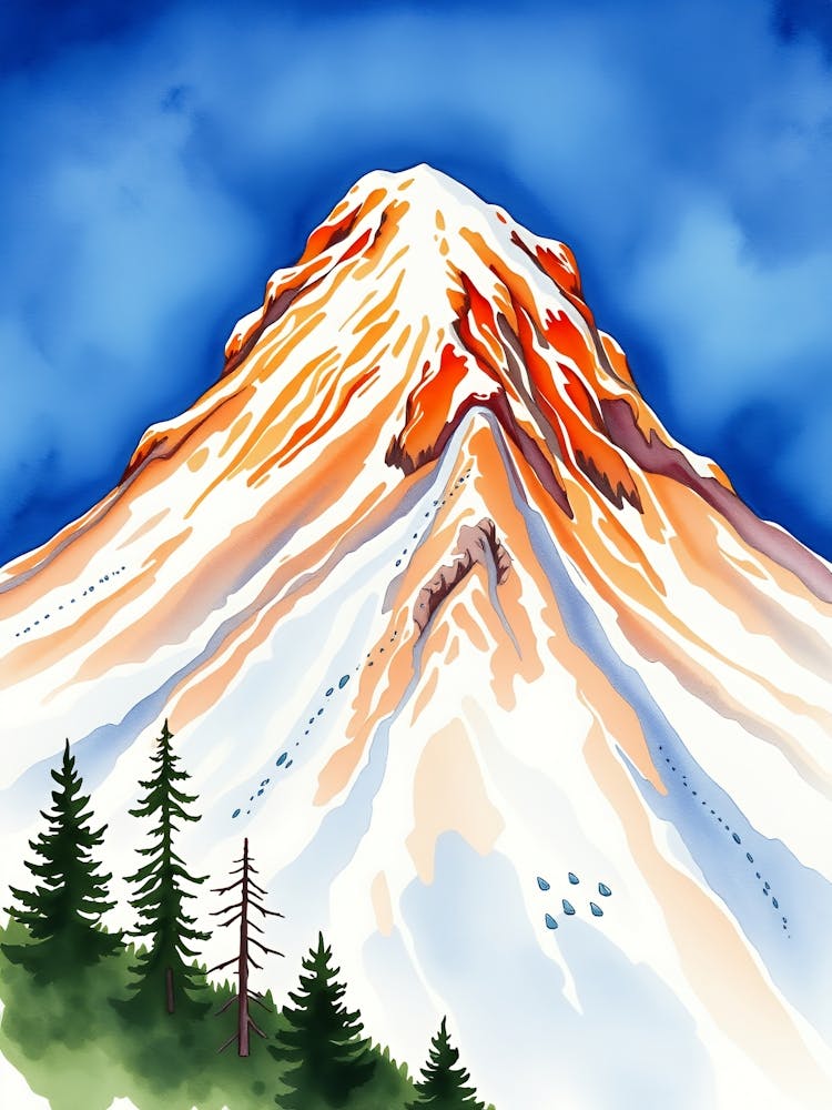 Watercolor Of A Mountain