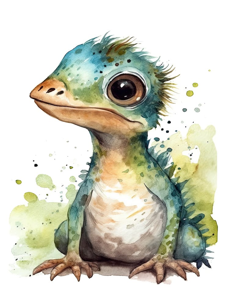 Citipati Cute Dinosaur Watercolour 1