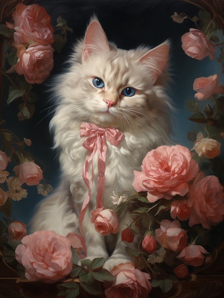 Cat With A Bow Rococo Style