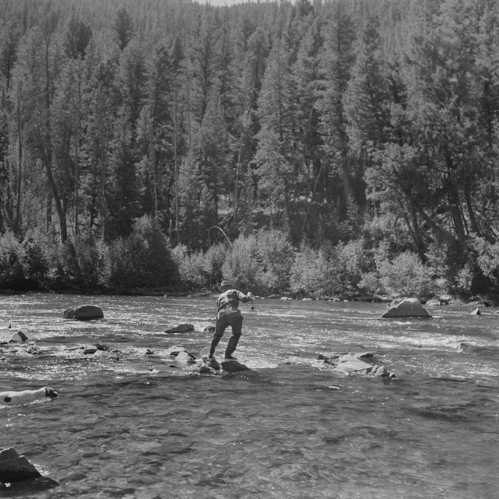 Custer County, Idaho, Fishing In The Salmon River By Russell Lee