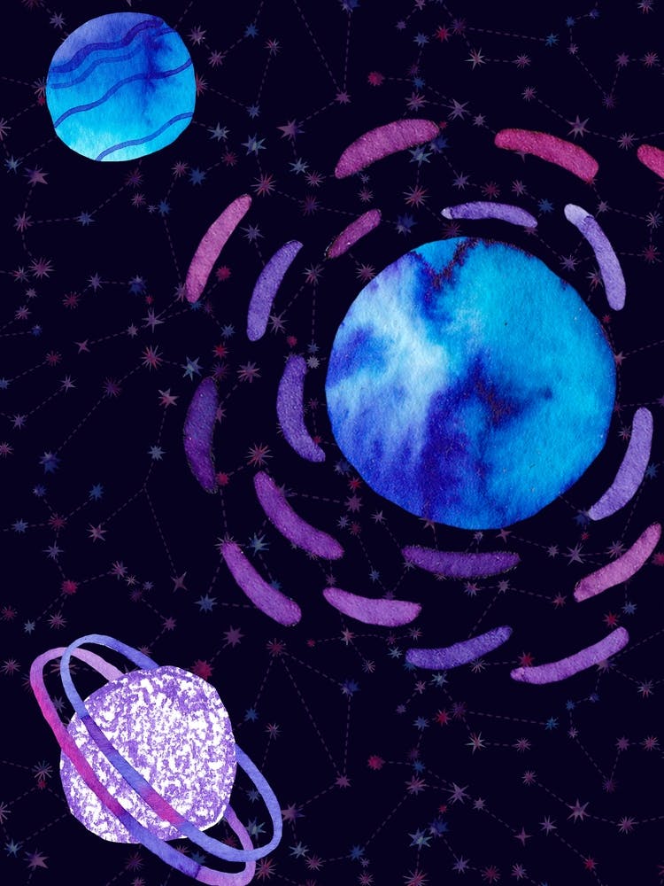 Watercolor Planets — Space Neon Watercolor #6