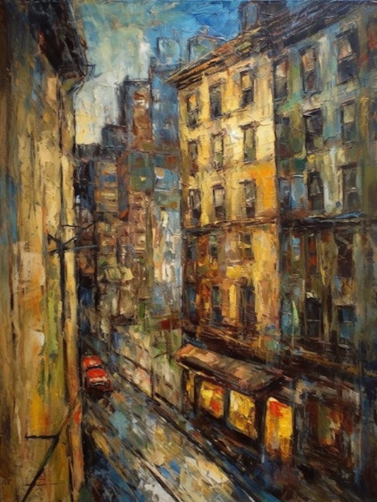Window View Of New York In The Style Of Expressionism 3