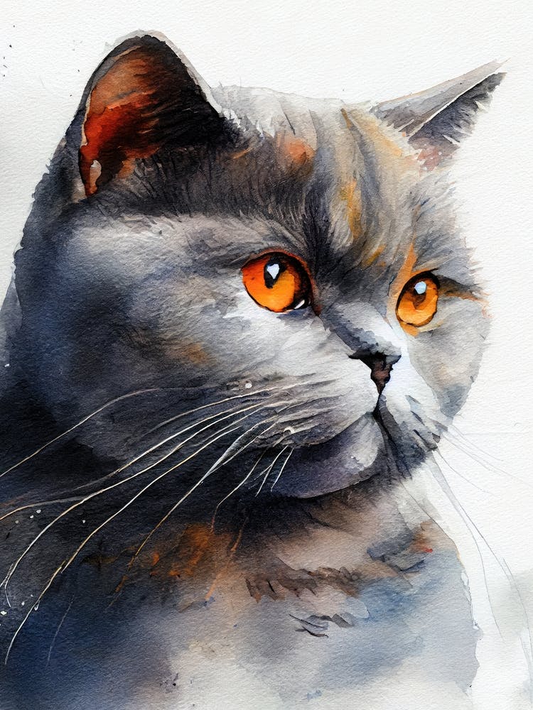 Watercolor Cat Painting animal