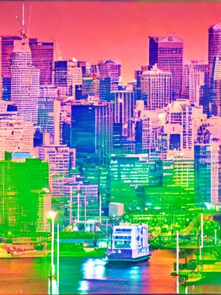 Port Of Melbourne Australia Retro Risograph Print 1 harbour