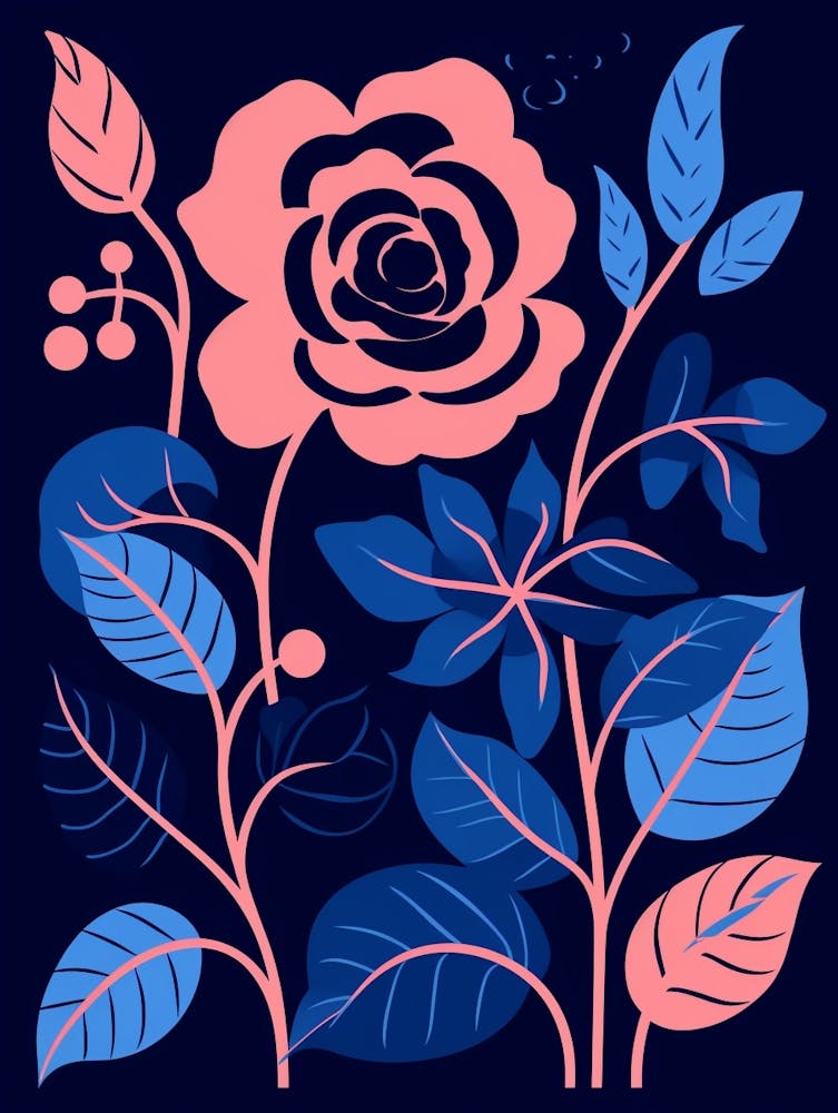 Blue Flower Illustration Rose 5