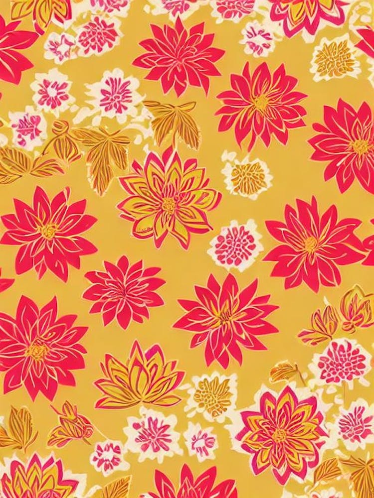 Lotus Floral Print Warm Tones 2 Flower