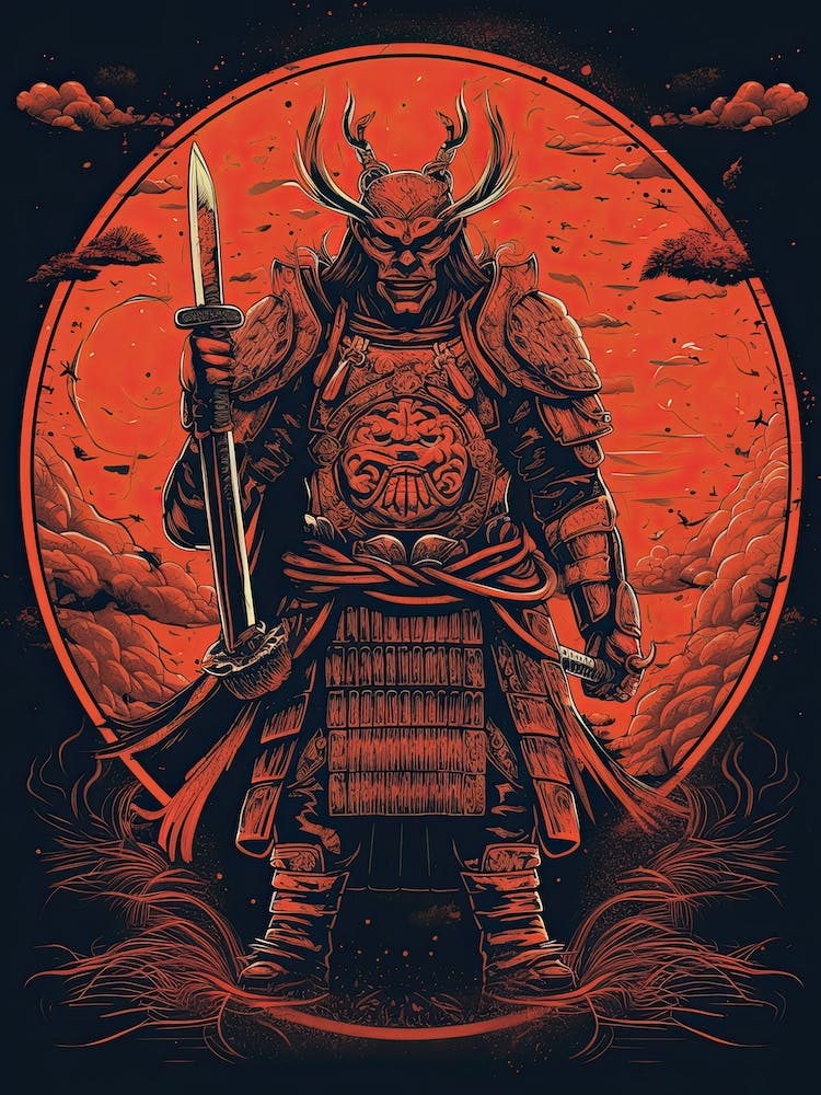 Samurai Tsuba Style Illustration 6