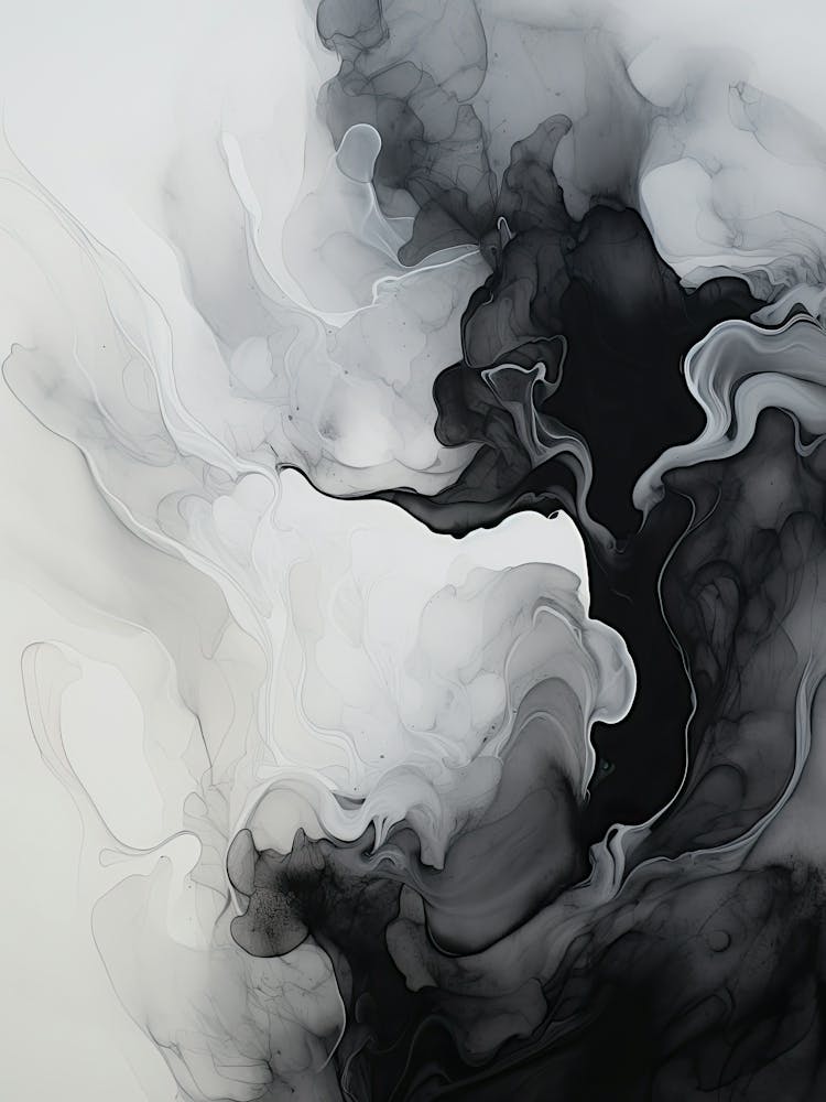 Black And White Flow Asbtract Painting 1