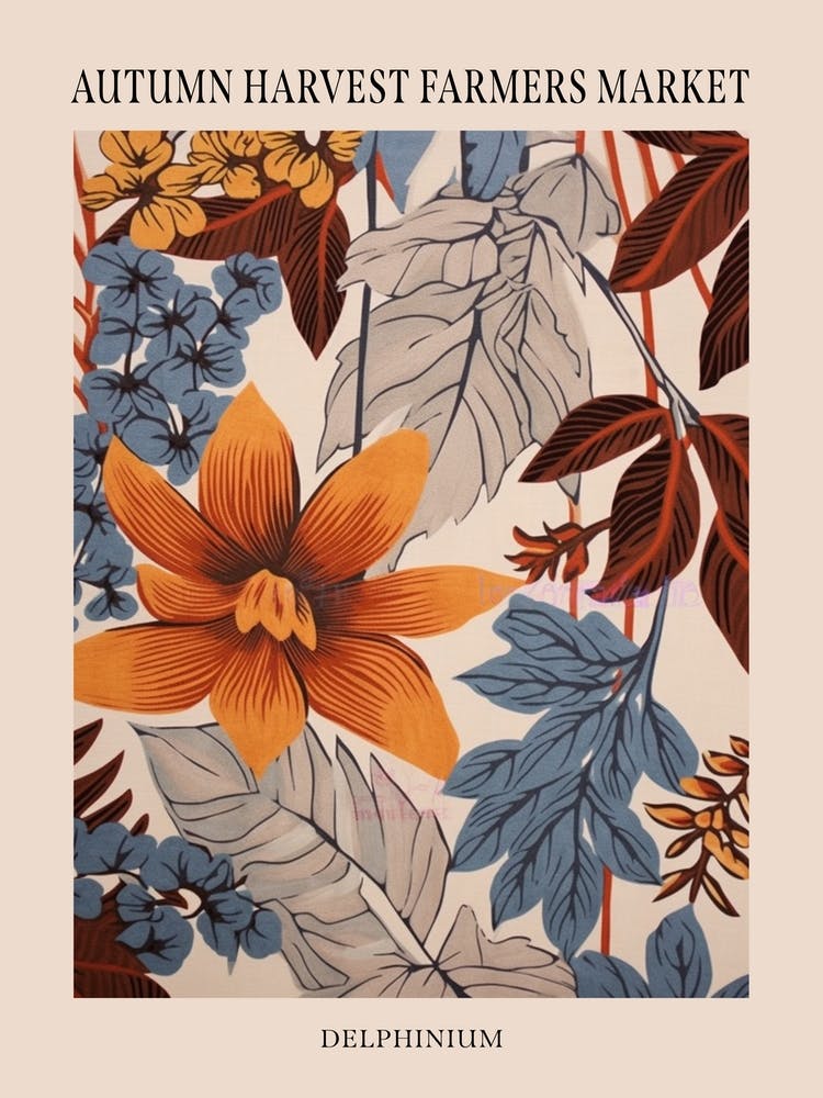 Fall Botanicals Delphinium 1 Poster