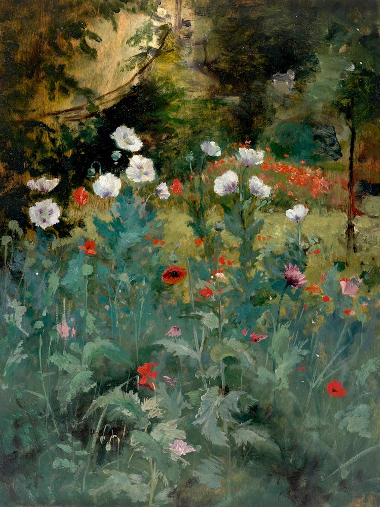 Wild Poppies Vintage Floral Painting