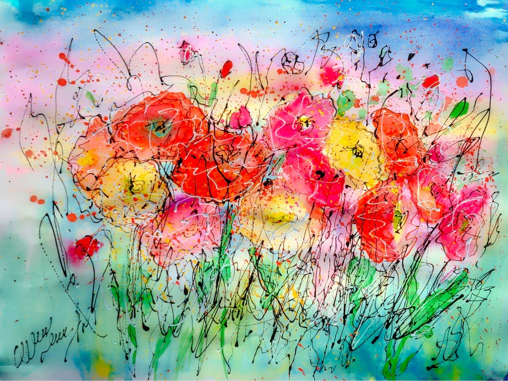 Splendeur Florale Coquelicots dans une Brise d'Été Aquarelle