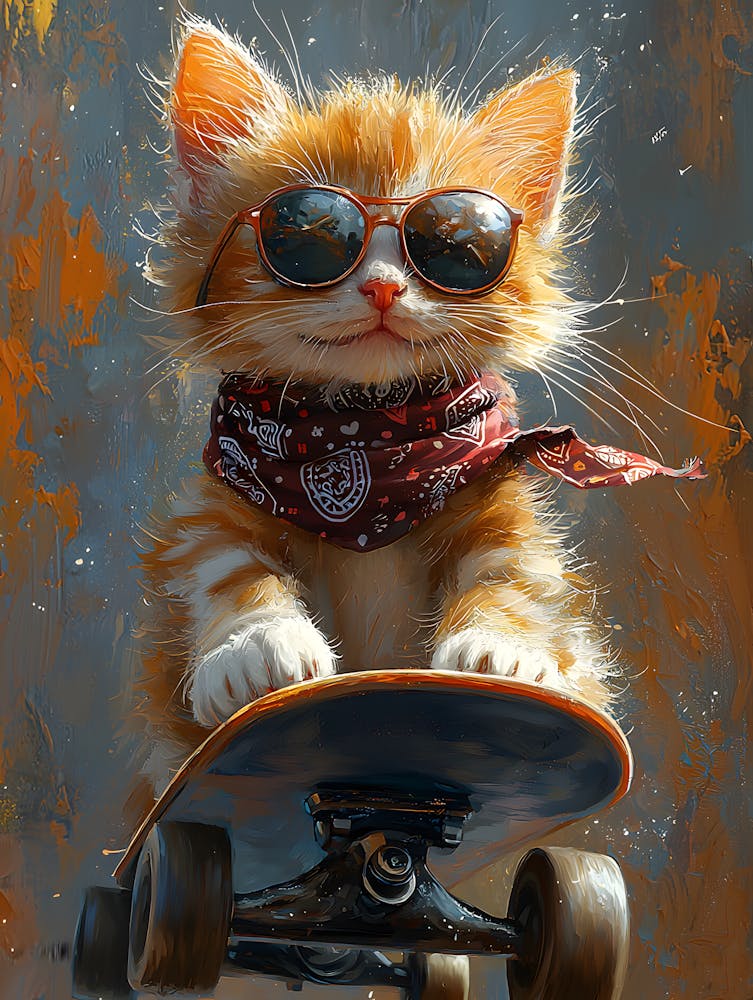 Cool Cat Riding Skateboard 13
