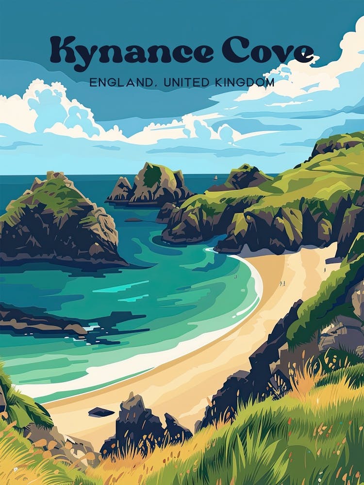 Kynance Cove Cornwall Digital Travel Illustration