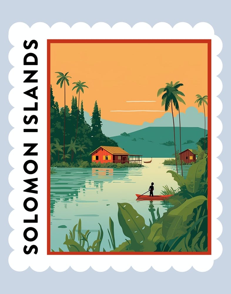 Solomon Islands Travel Stamp Poster