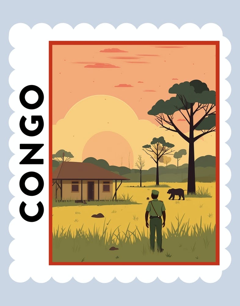 Congo Travel Stamp Poster
