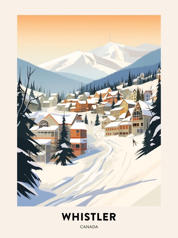 Vintage Winter Travel Poster Whistler Canada 4