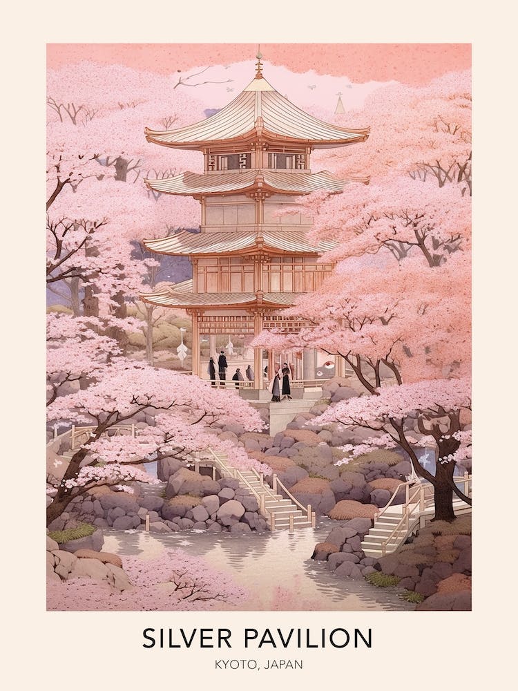 The Silver Pavilion Kyoto Japan Travel Poster