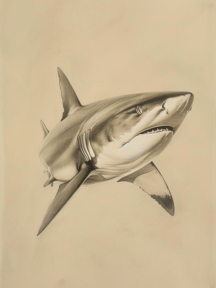 Bigeye Thresher Shark Vintage Illustration 3