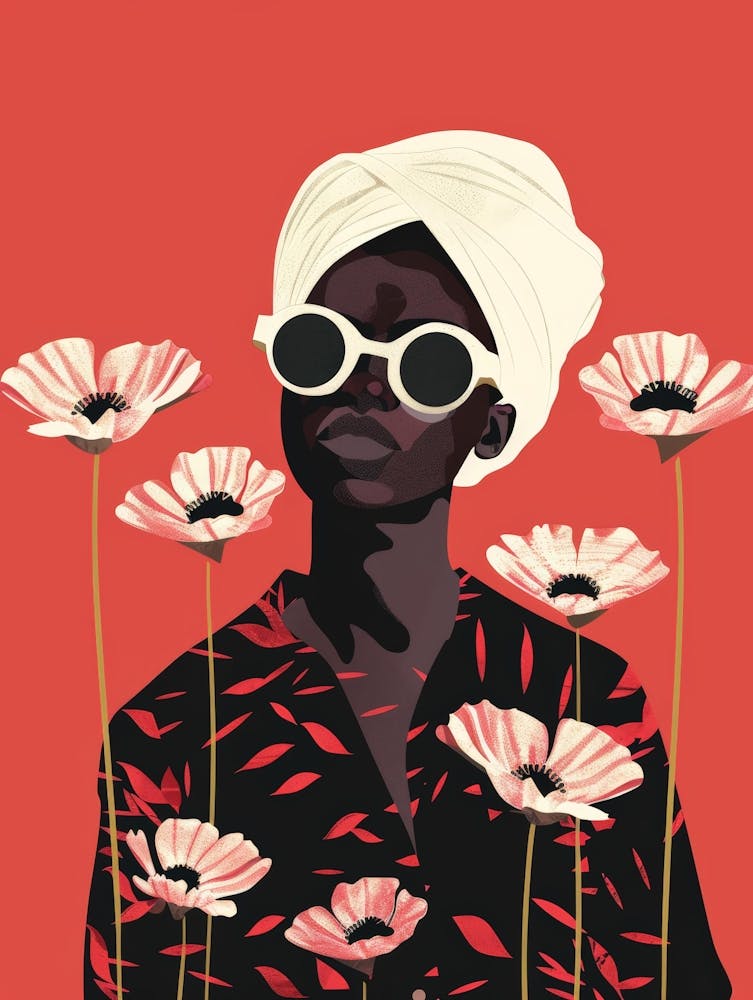 Schwarze Frau mit Blumen 5