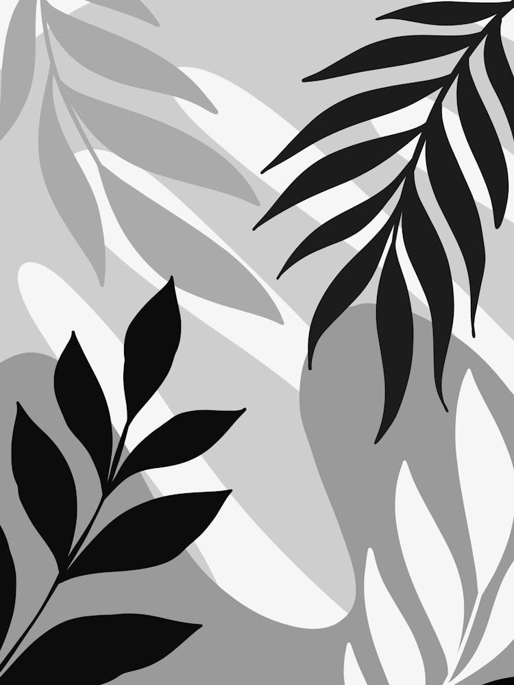 Feuilles Noires et Blanches Abstraites 4