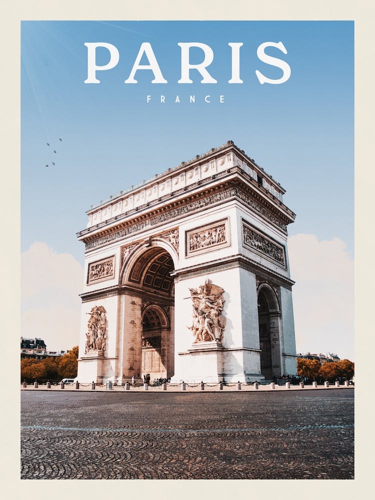 Paris France Arch Travel Poster