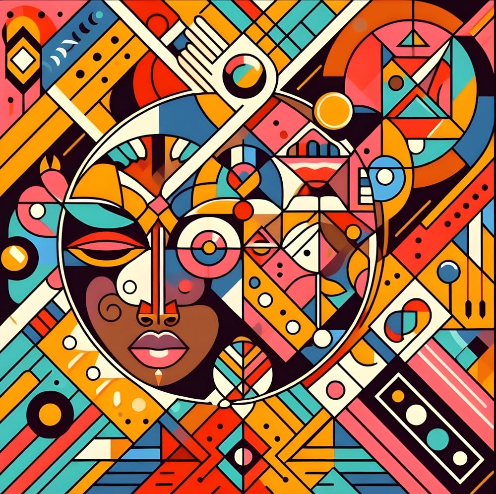 Tribal Deco Symphony Colorful African Abstract Painting