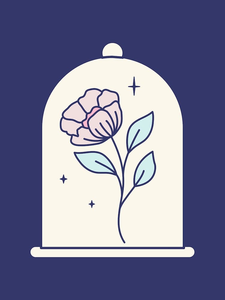 Flower Under Glass Cover