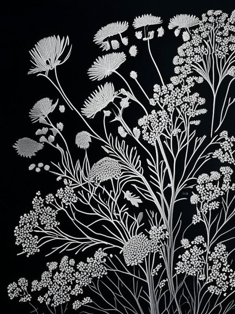 Queen Anne's Lace Wildflower Linocut 2