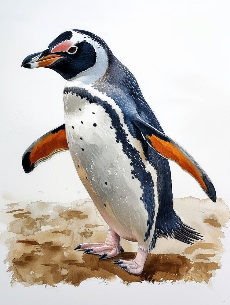 Humboldt Penguin Zavodovski Island Watercolour Painting 5