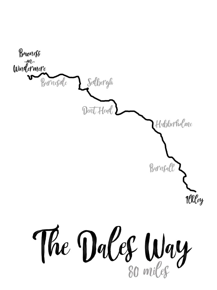 The Dales Way Routen-Druck | UK Wanderdruck | Wanderweg-Druck | Yorkshire Dales Druck