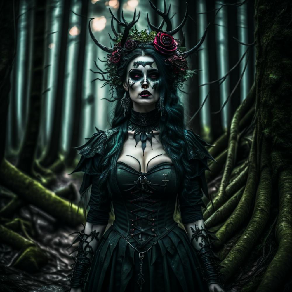 Gothic Woman In The Forest