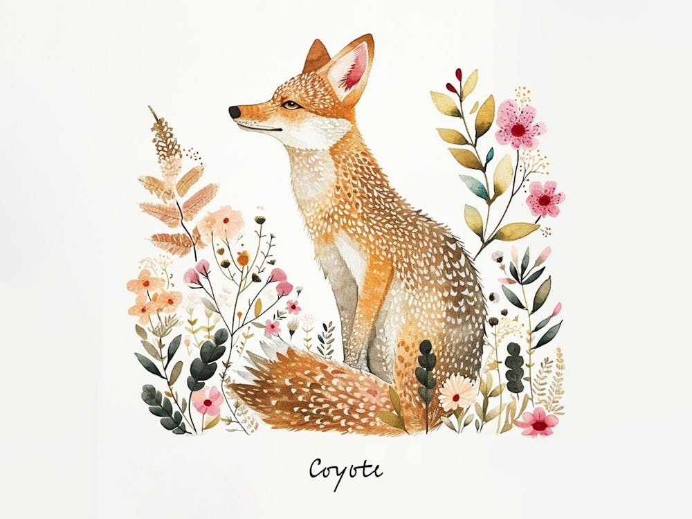 Little Floral Coyote 1 Poster