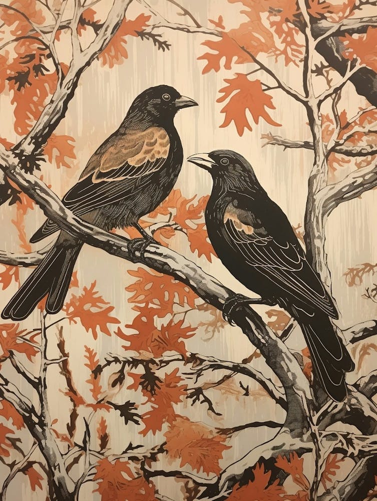 Art Nouveau Birds Poster Crow 2