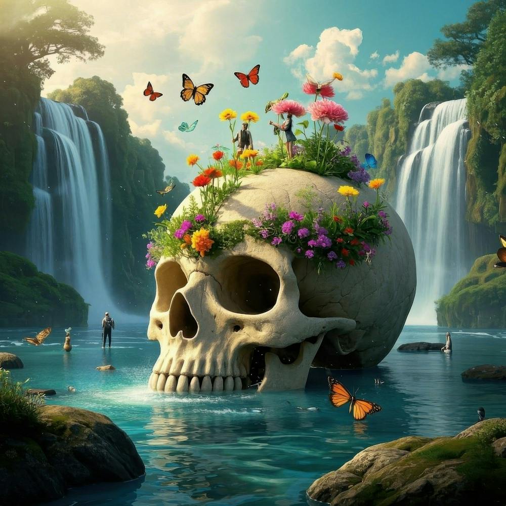 Skull With Flowers