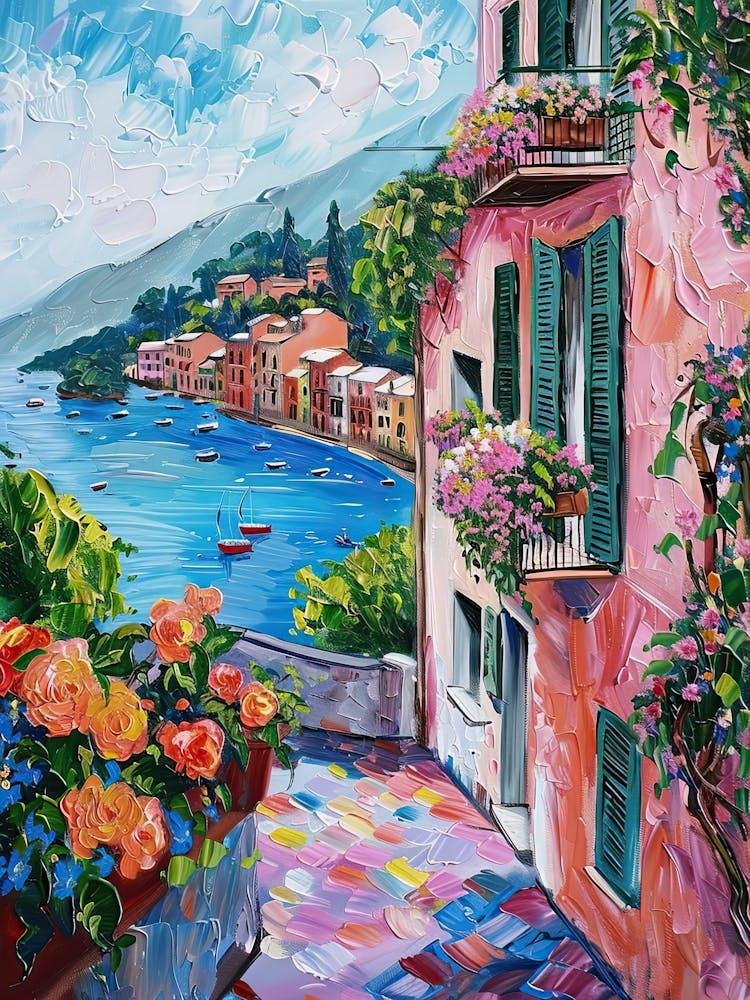 Balcony View Painting In Portofino 3