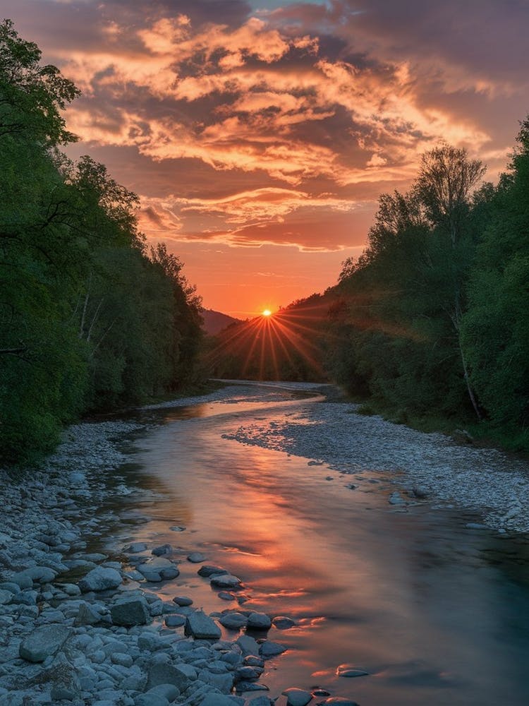 Coucher de Soleil Sur la Rivière 3