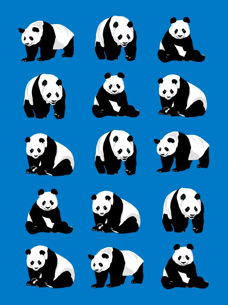 Panda Bears Pattern Royal Blue