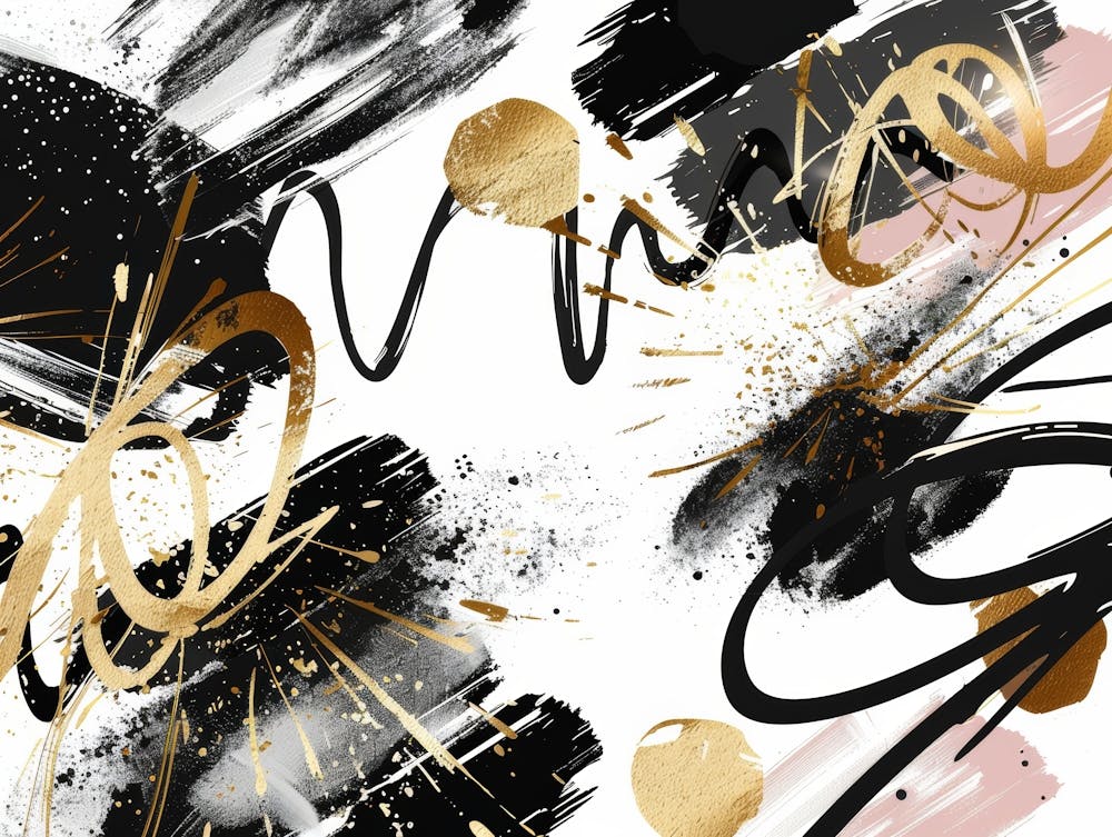 Abstract Black And Gold Painting 69