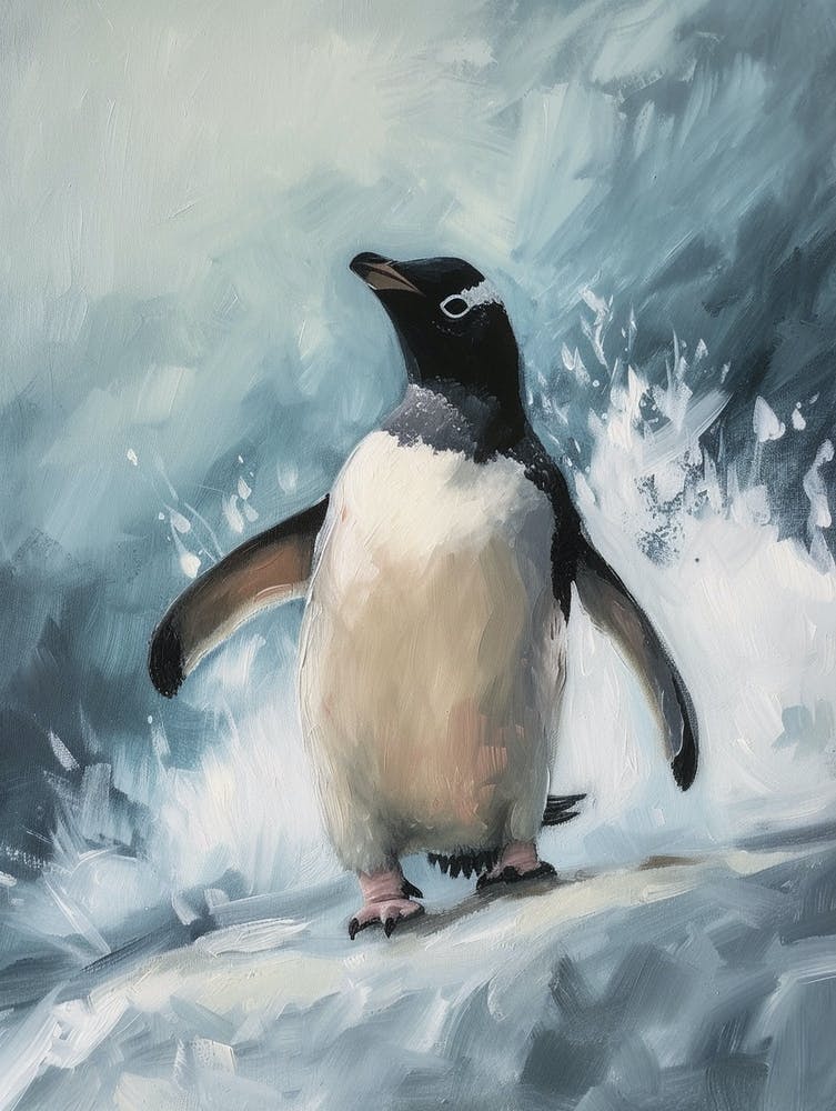 Adlie Penguin Signy Island Oil Painting 4