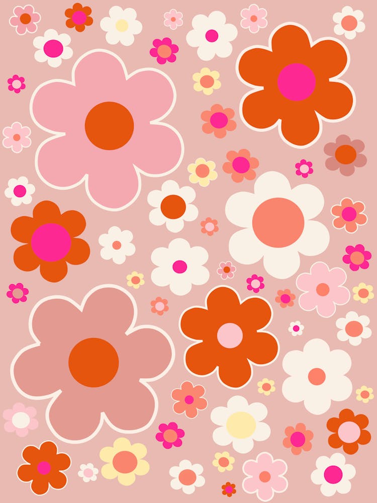 Retro Flowers Peach