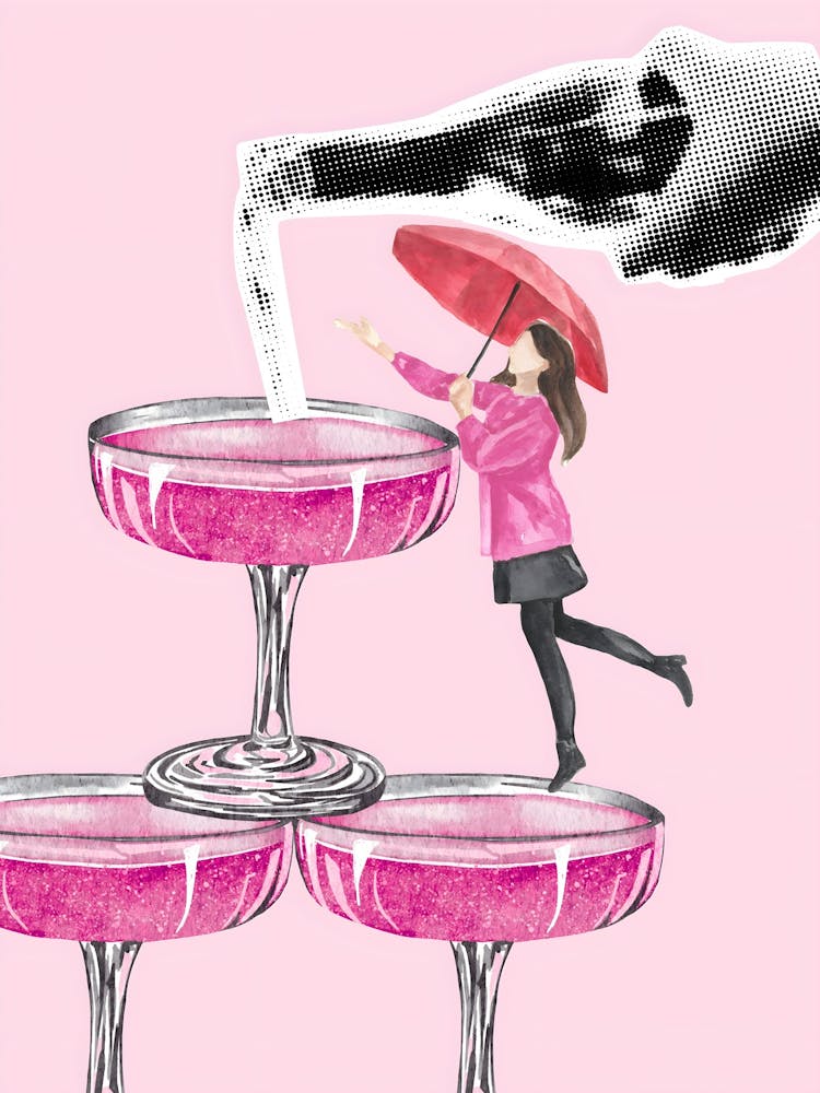 Woman Pours A Pink Cocktail