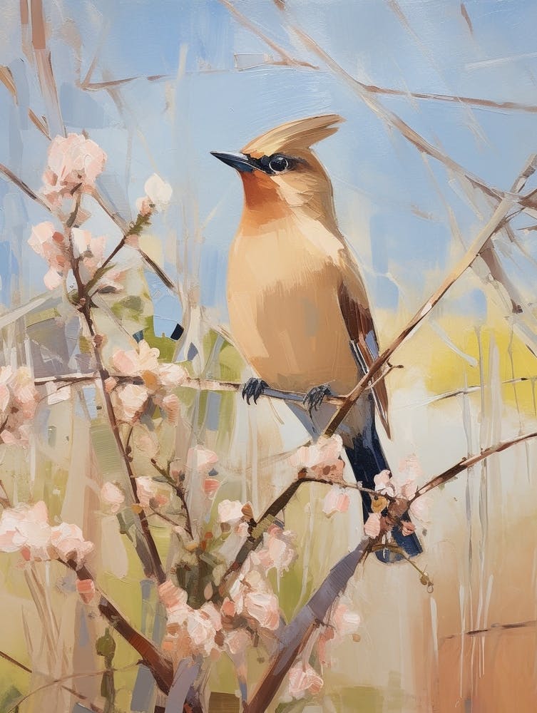 Bird Painting Cedar Waxwing 2