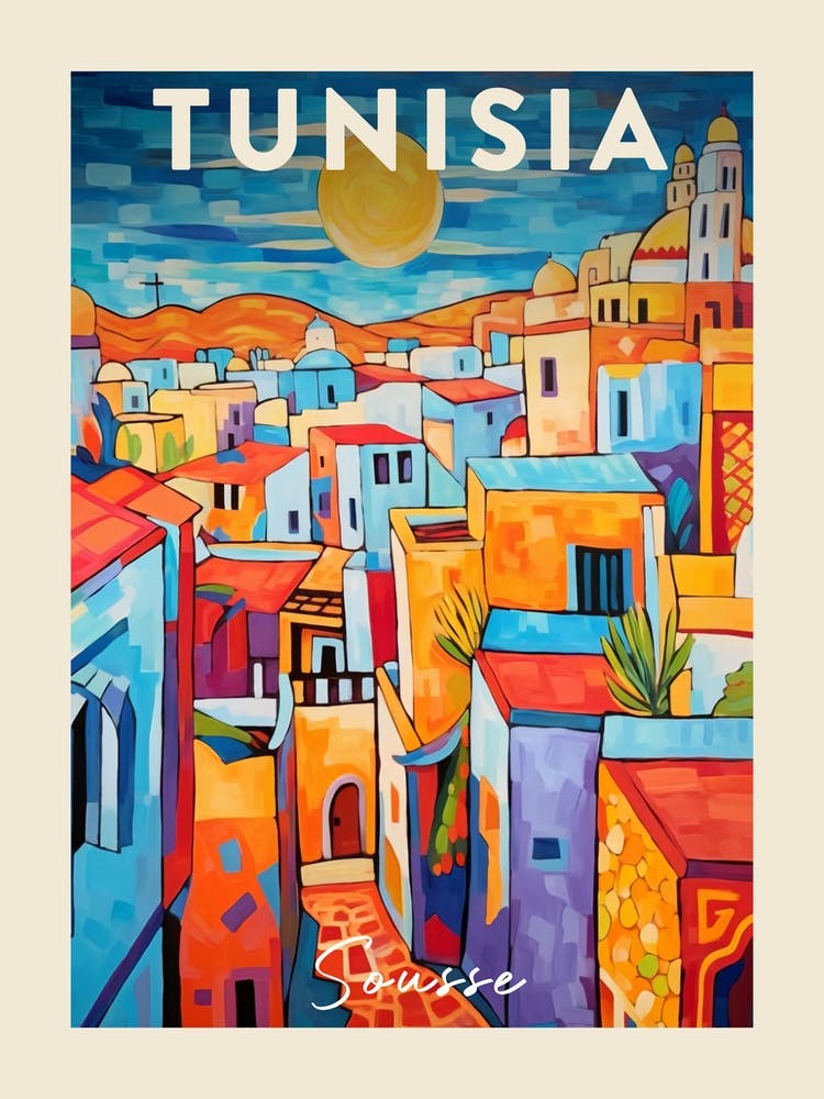 Sousse Tunisia 3 Fauvist Painting Travel Poster