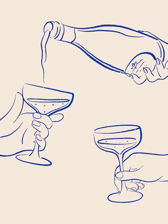 Champagne Pour - Royal Blue