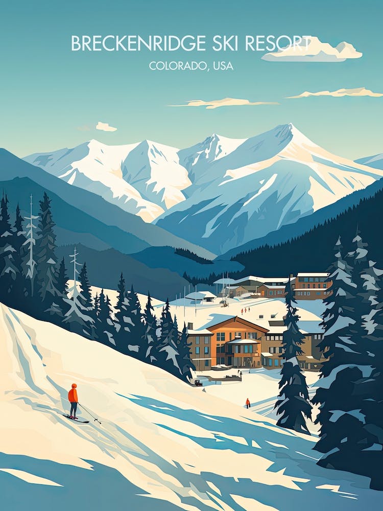 Poster Of Breckenridge Ski Resort   Colorado, Usa, Ski Resort Illustration 3