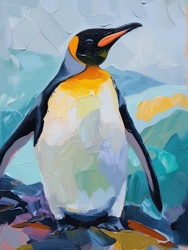 King Penguin Stewart Island Ulva Island Colour Block Painting 2