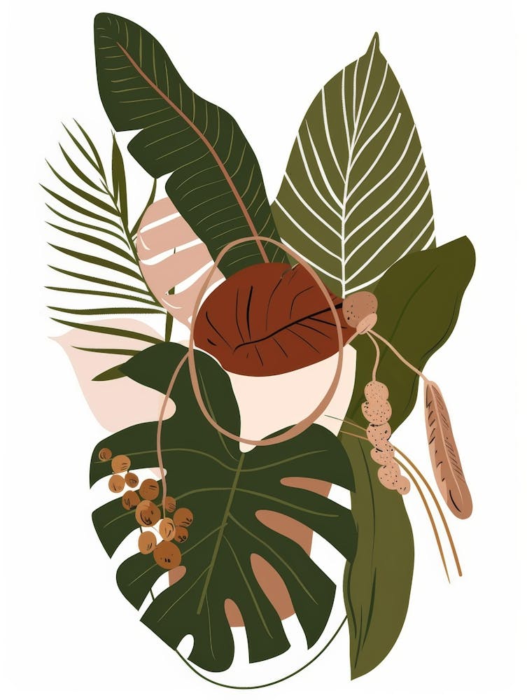 Tropical Leaves In A Pot